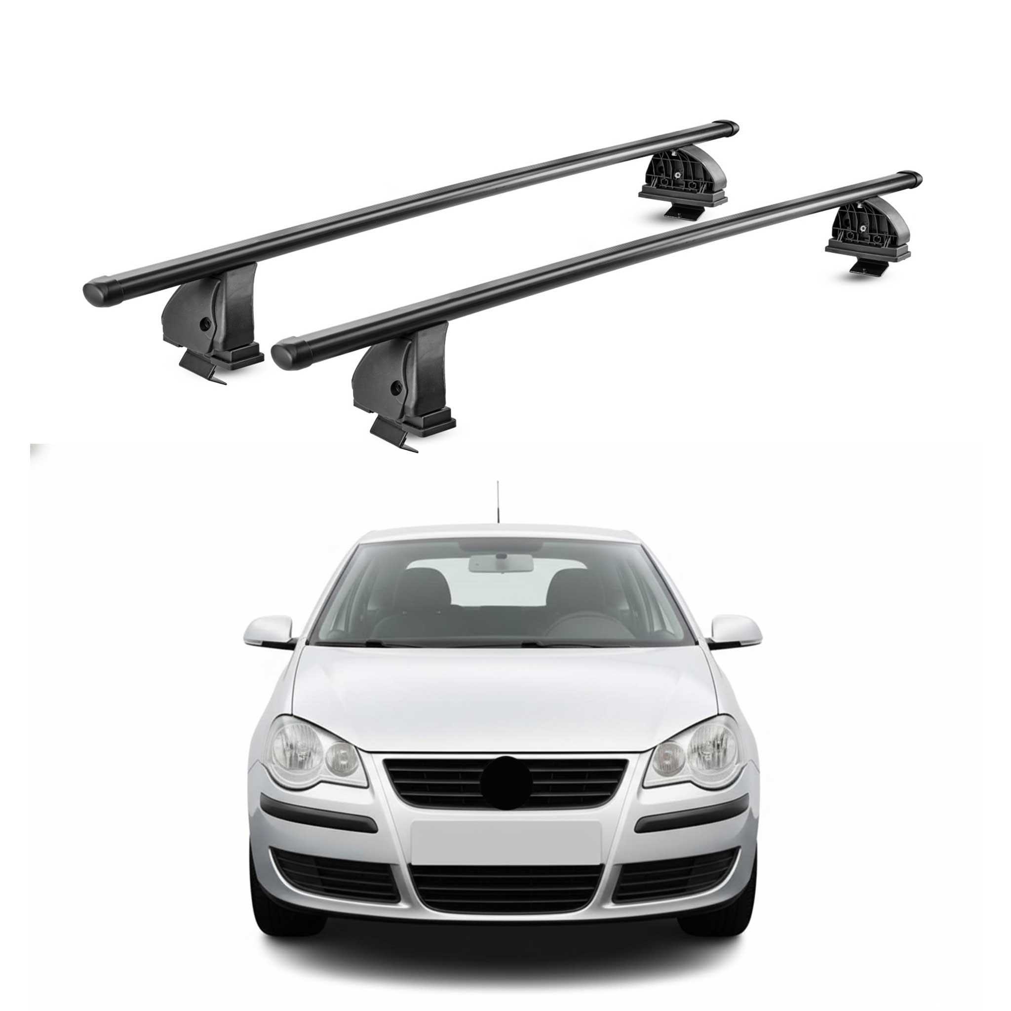 Barres de toit transversales Alu pour VW Polo mk4 2001-09 3/5 Portes TÜV Gris 2x