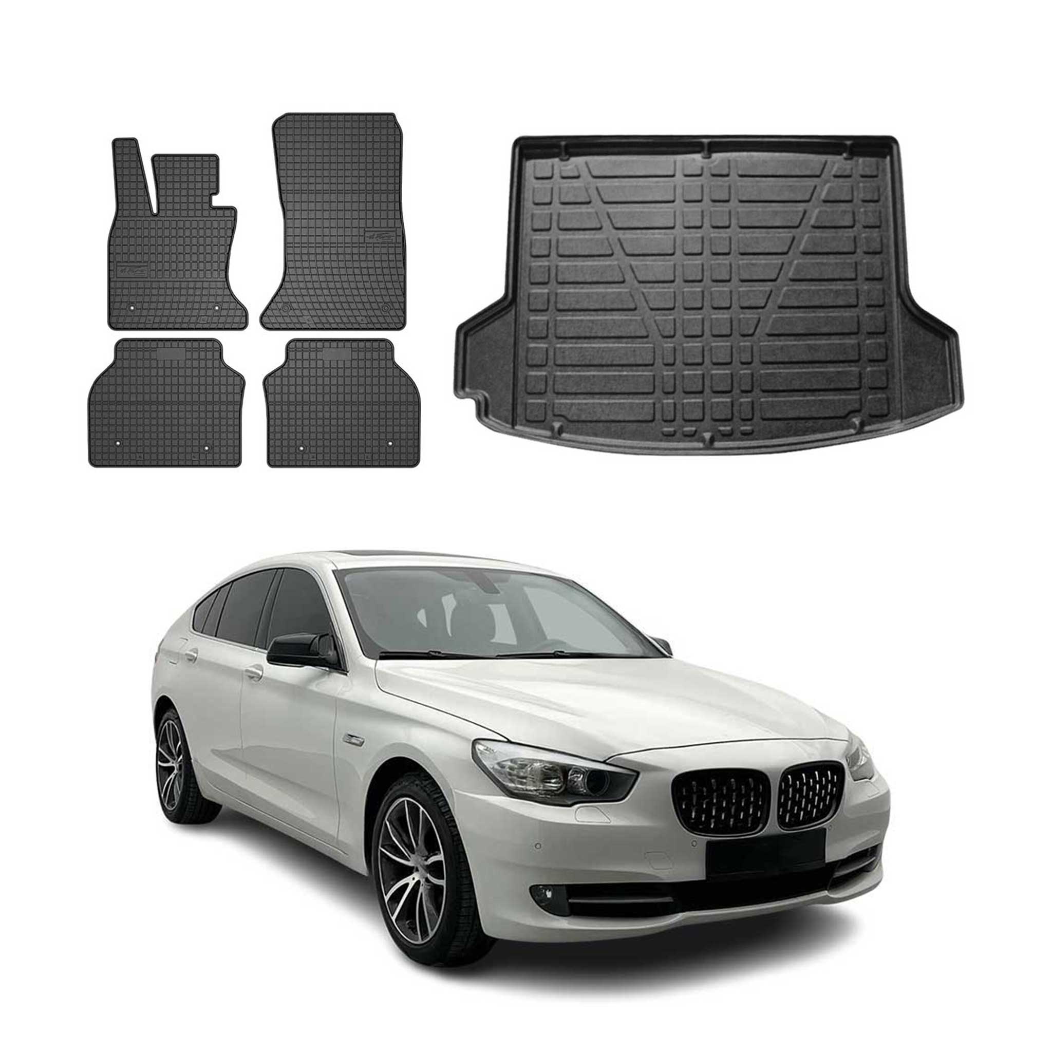 Kit Tapis de sol et coffre pour BMW Série 5 Gran Turismo F07 2009-2017 Noir TPE