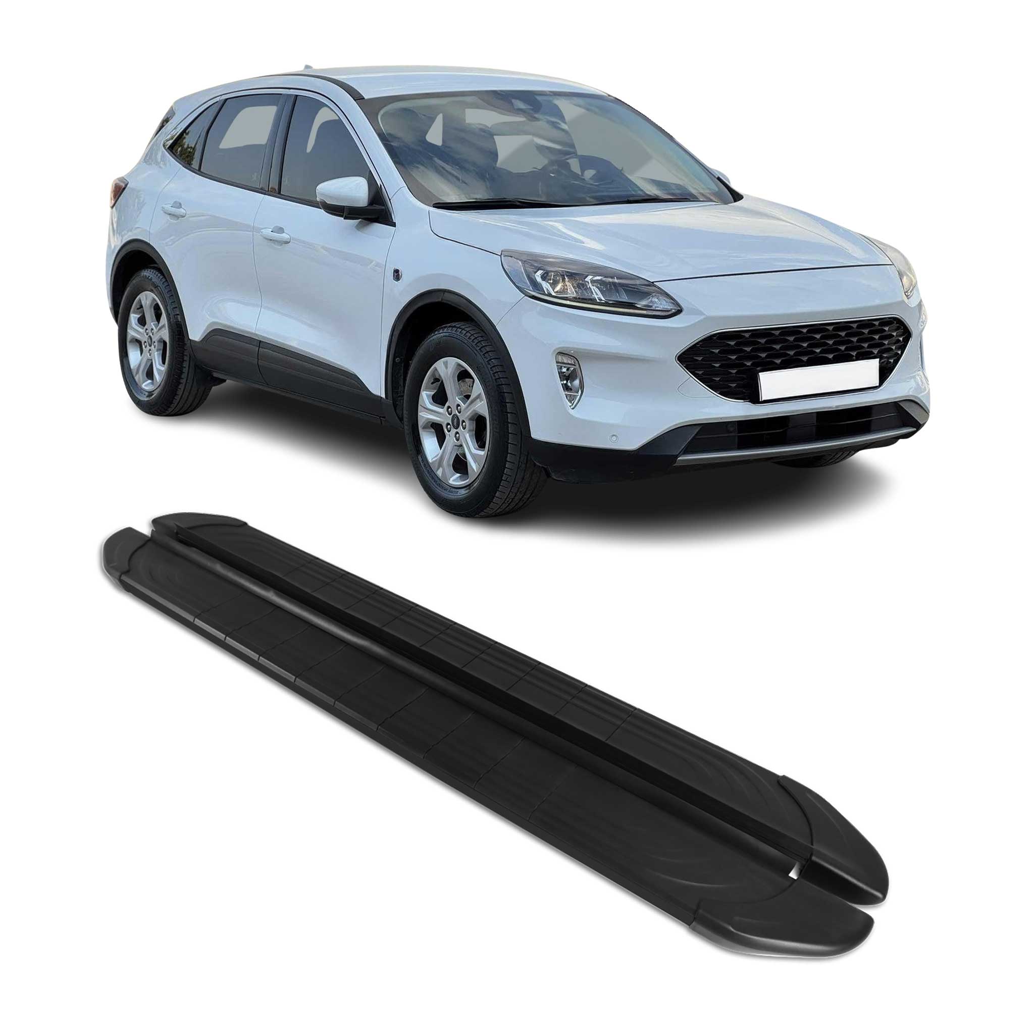 Marchepieds Latéraux pédale pour Ford Kuga III 2019-2026 2Pcs Aluminium Noir