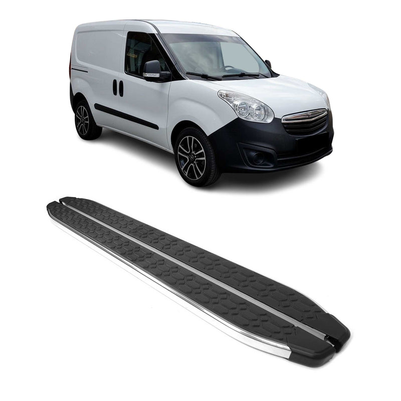 Marchepieds Latéraux pour Opel Combo 2012-2019 inox Argent Noir L1 Court