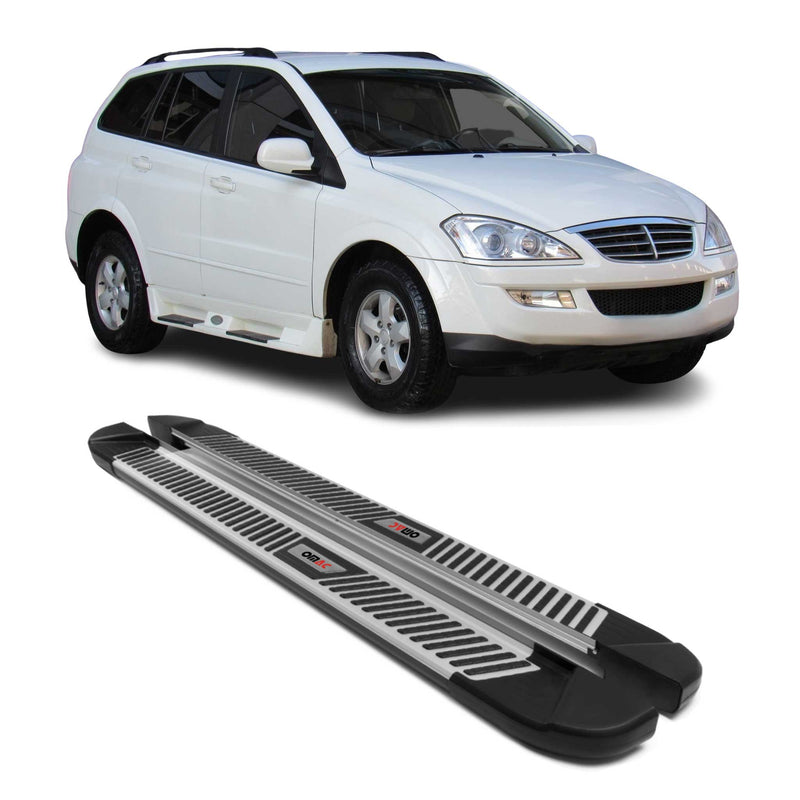 Marchepieds Latéraux pour Ssangyong Kyron 2005-2014 Aluminium Noir Gris 2Pcs