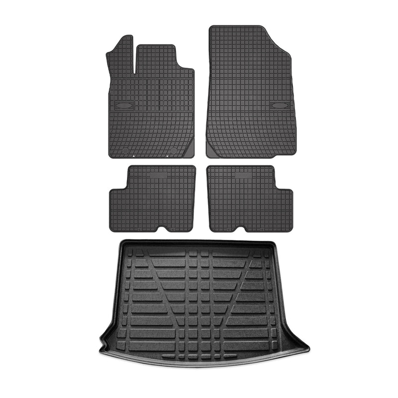 Kit Tapis de sol et coffre pour Dacia Sandero 2008-2012 HB TPE Noir