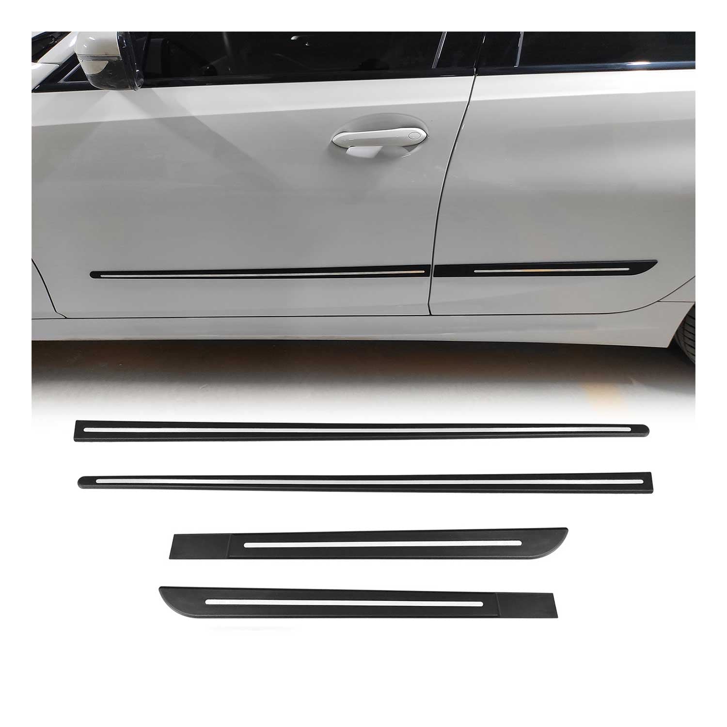 Garniture baguette de porte latérale pour Opel Mokka/Mokka-e 2021-2026 Noir 4Pcs