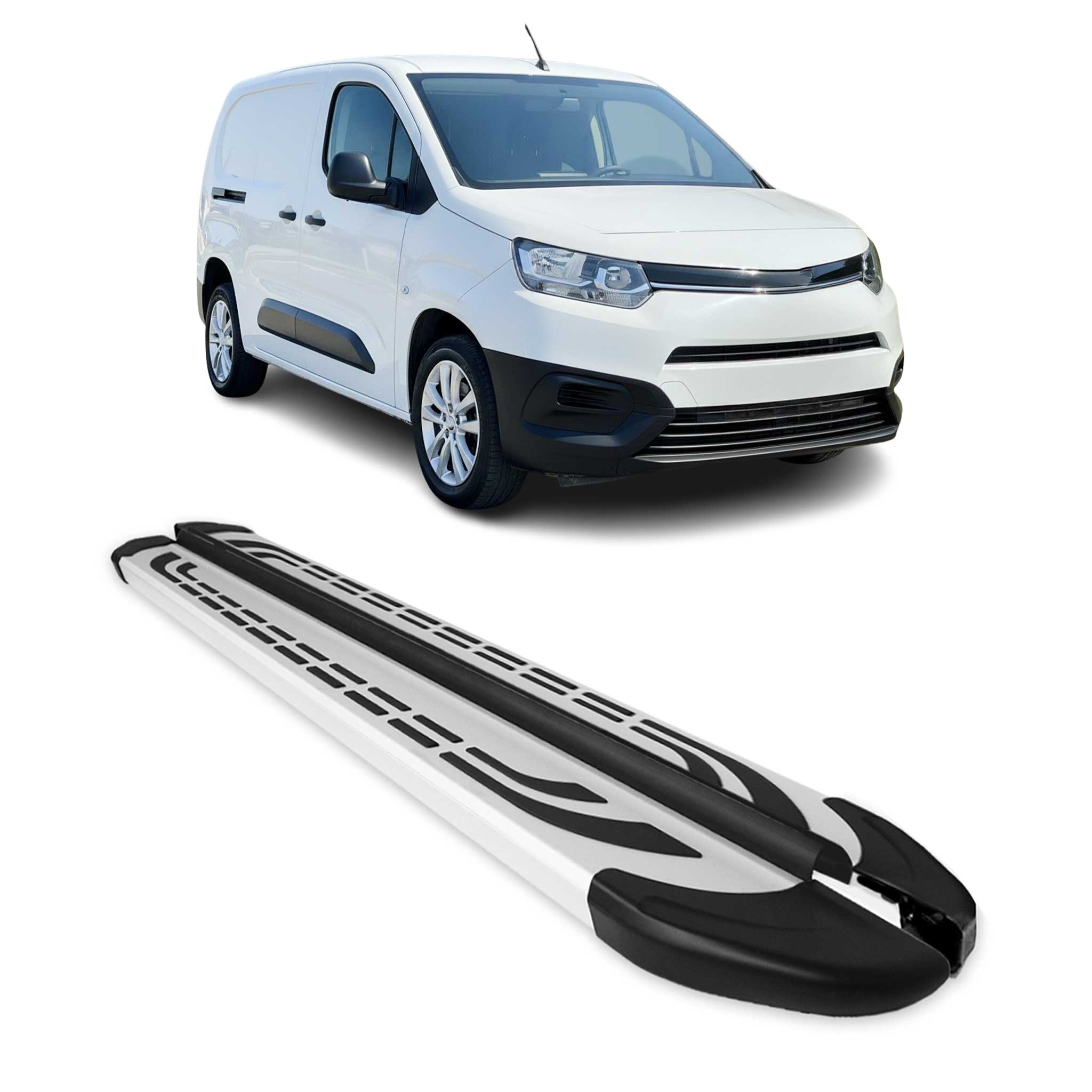 Marchepieds Latéraux pour Toyota Proace City 2019-2026 Van L2 Long Argenté 2 Pcs