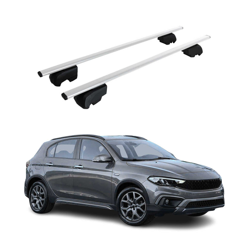 Barres de toit Transversales pour Fiat Tipo Cross 2020-2023 Fer Argent ABE