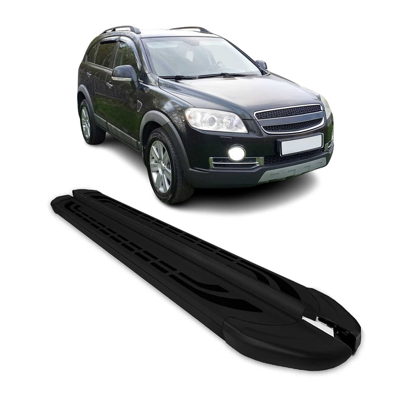 Marchepieds Latéraux pour Chevrolet Captiva 2006-2016 Aluminium Noir 2Pcs