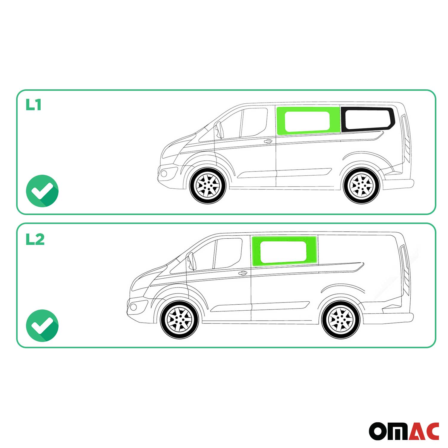 Fixe Vitre Porte pour Ford Transit Custom 2013-2024 L1/L2 Gauche non coulissante