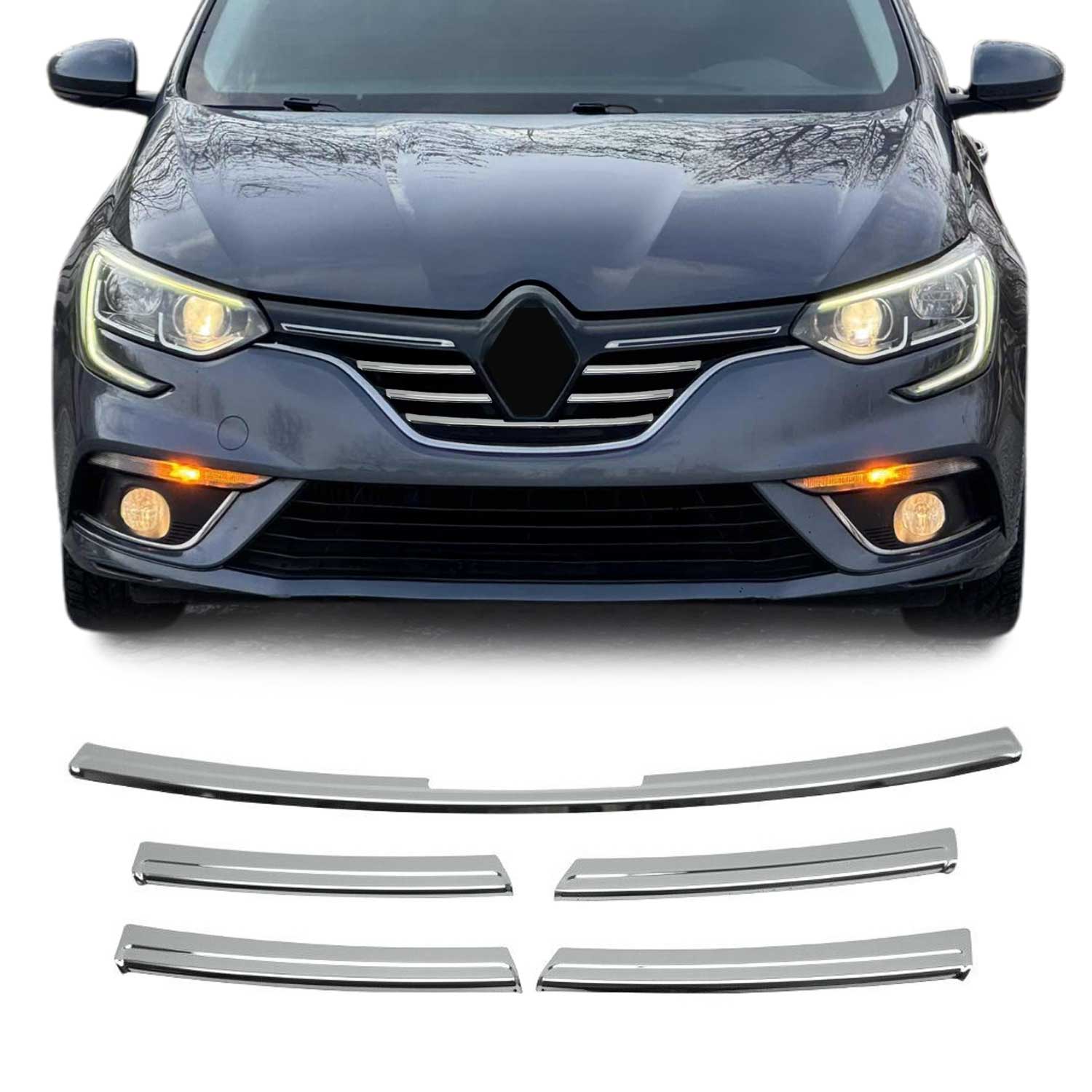Moulure de Grille de Calandre pour Renault Megane IV 2016-2020 Chromé 5Pcs