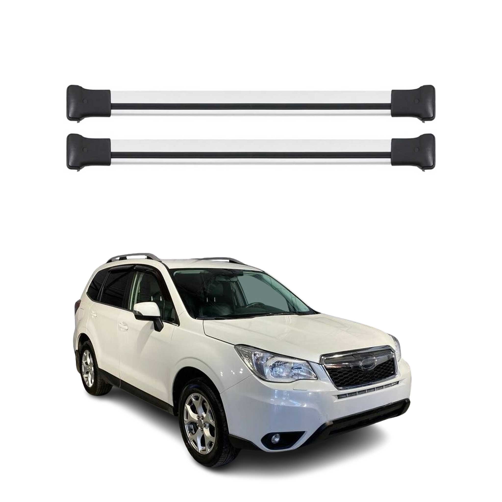 Barres de toit transversales pour Subaru Forester IV 2013-2018 Aluminium Gris