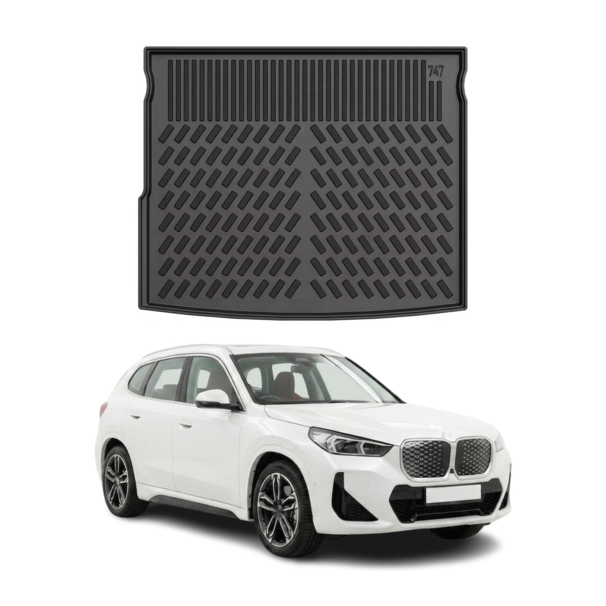 Tapis de coffre pour BMW X1 2015-2027 / IX1 2022-2027 Noir 3D en Caoutchouc TPE