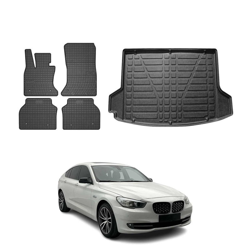 Kit Tapis de sol et coffre pour BMW Série 5 Gran Turismo F07 2009-2017 Noir TPE