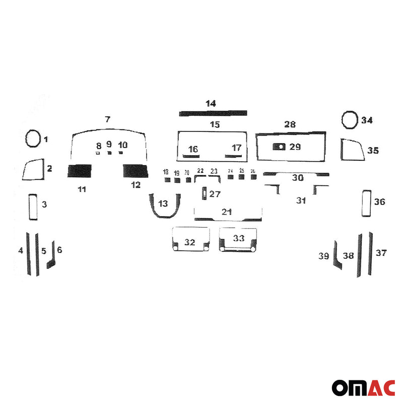 Décoration Cockpit pour VW T6 T6.1 Transporter tout 2015-2024 Noir 39 Pcs