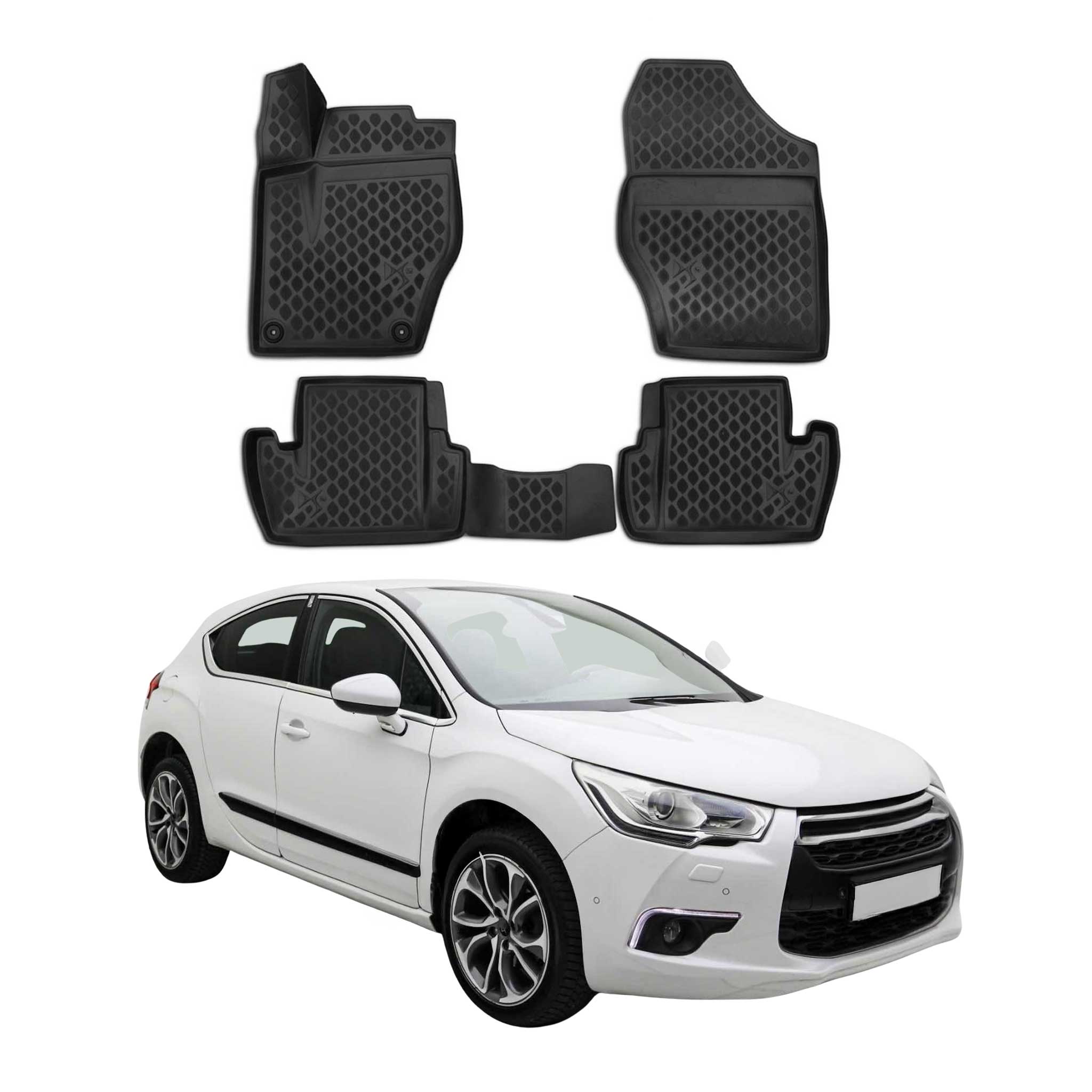OMAC Tapis de sol pour Citroen DS4 2011-2015 en caoutchouc Noir