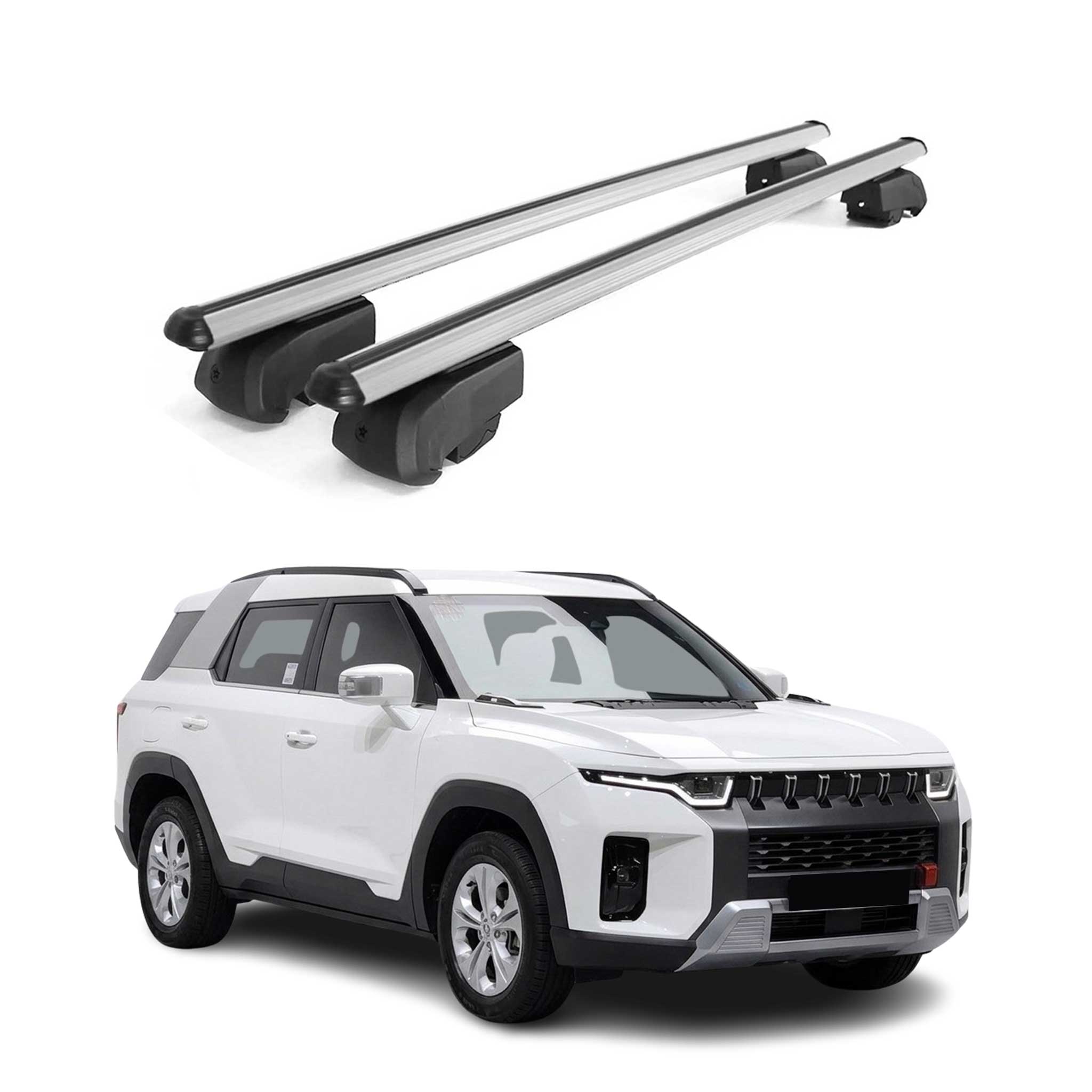 Barres de toit pour SsangYong Torres / KGM Torres 2022-2026 Aluminium Gris 2Pcs