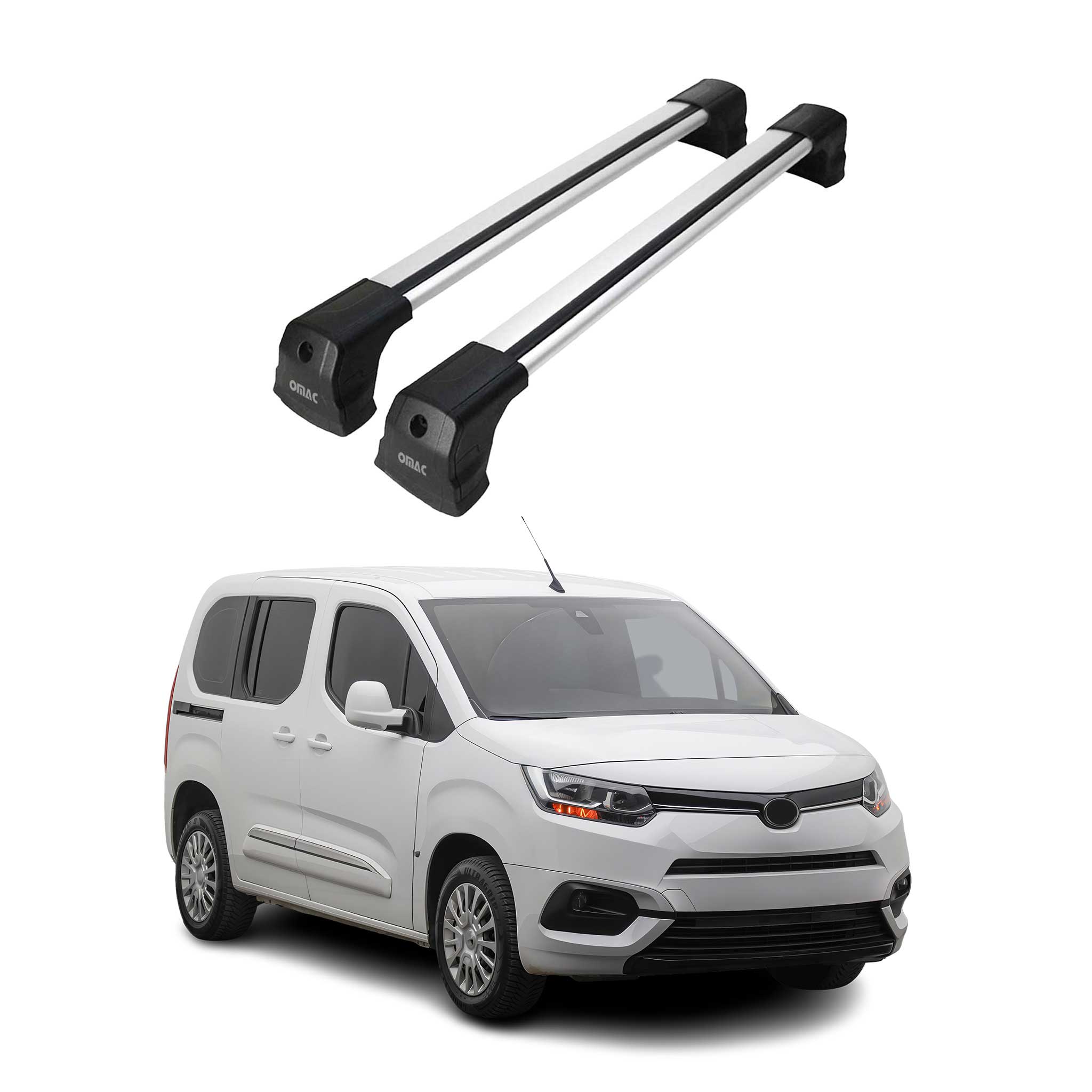 Barres de toit transversales pour Toyota Proace City 2019-2026 Aluminium Gris 2x