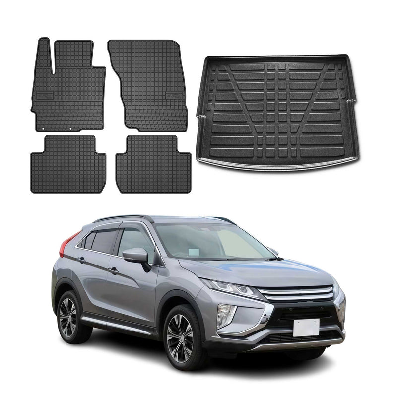 Kit Tapis de sol et coffre pour Mitsubishi Eclipse Cross 2018-2024 TPE Noir