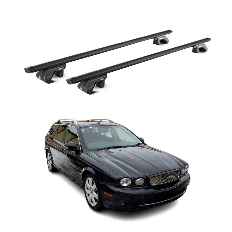 Barres de toit transversales pour Jaguar X-Type Break 2003-2009 Alu Noir 2x ABE