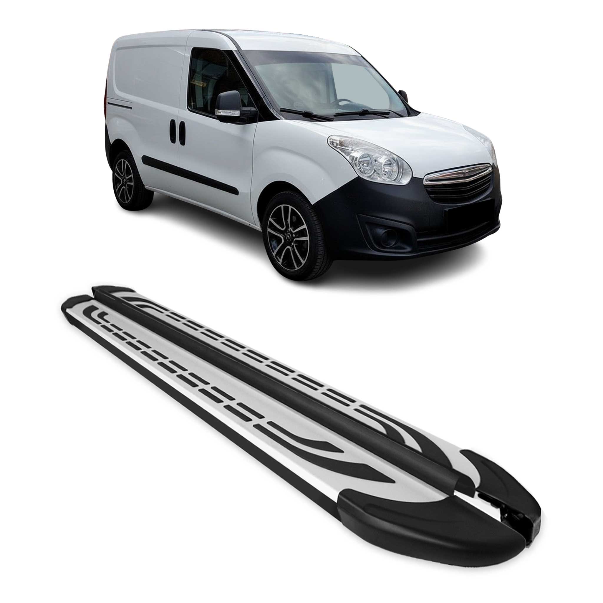 Marchepieds Latéraux pour Opel Combo 2012-2019 Aluminium Gris Noir L1 Court 2Pcs