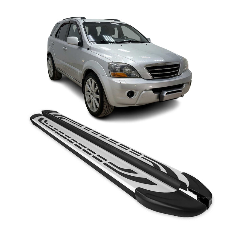 Marchepieds Latéraux pédale pour Kia Sorento 2002-2009 Aluminium Gris Noir 2x