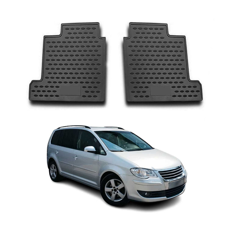 Tapis de sol pour VW Touran 2003-2015 7Places 3ème rangée TPE 3D Noir 2Pcs