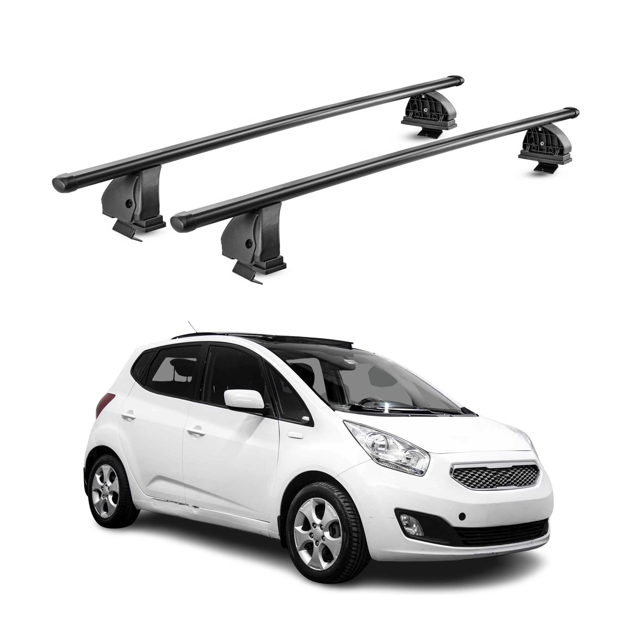 Barres de toit transversales acier pour Kia Venga 2010-2019 TÜV 75 kg Noir 2Pcs