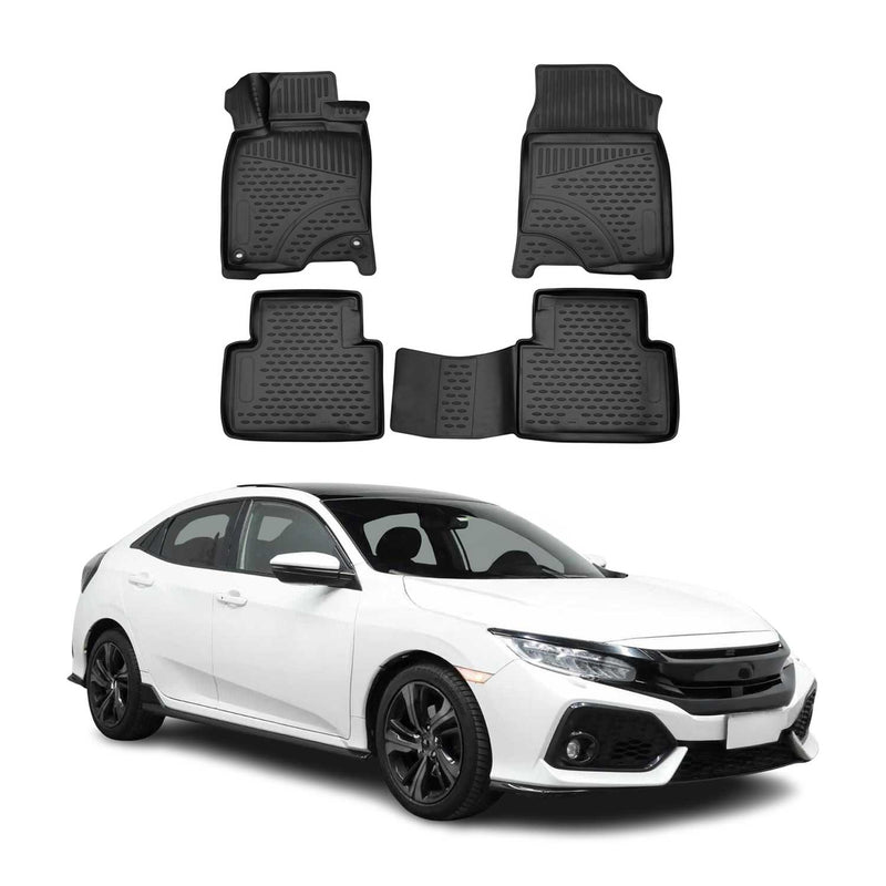 OMAC Tapis de sol pour Honda Civic X Berline Break 2017-2021 en caoutchouc Noir