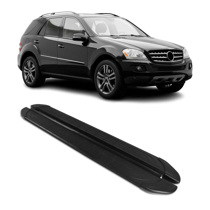 Marchepieds Latéraux pour Mercedes Classe M W164 2006-2011 2Pcs Alu Noir