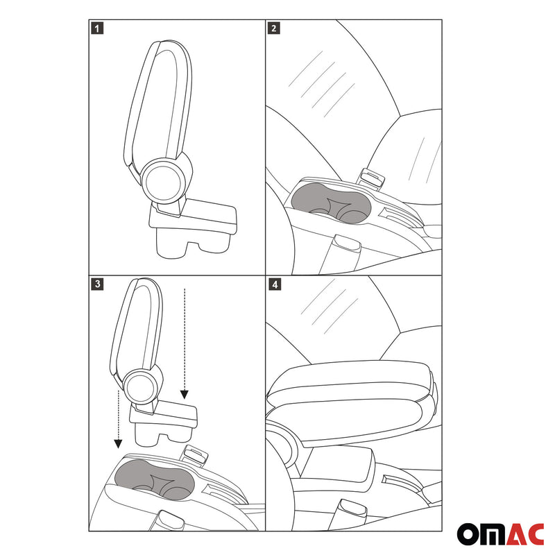 Accoudoir pour Citroen Nemo 2008-2021 Vinyl Abs Noir Coulissant