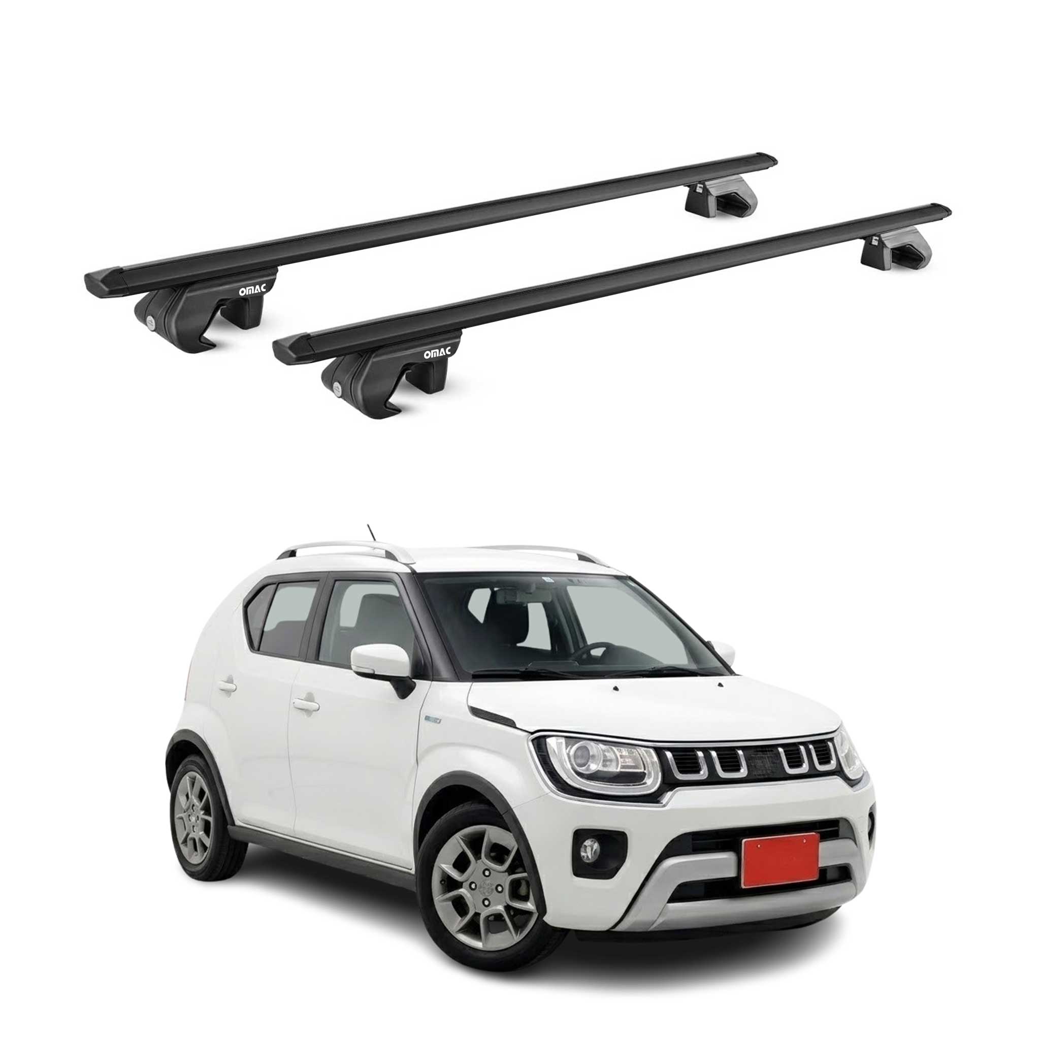 Barres de toit transversales pour Suzuki Ignis 2016-2026 Aluminium Noir ABE