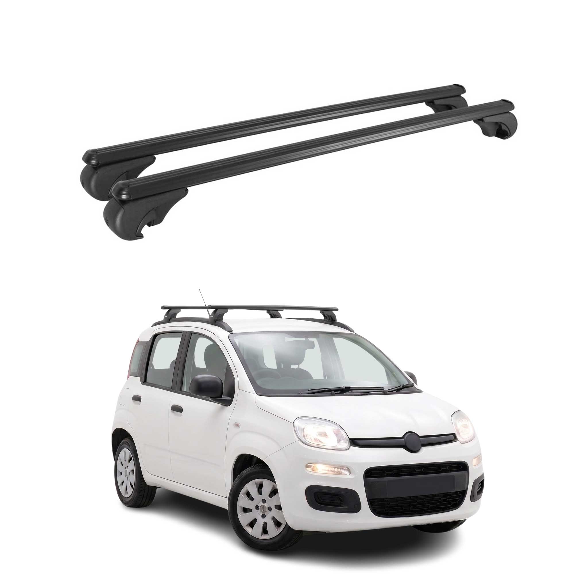 Barres de toit Transversales pour Fiat Panda III 2012-2026 TÜV Aluminium Noir 2x