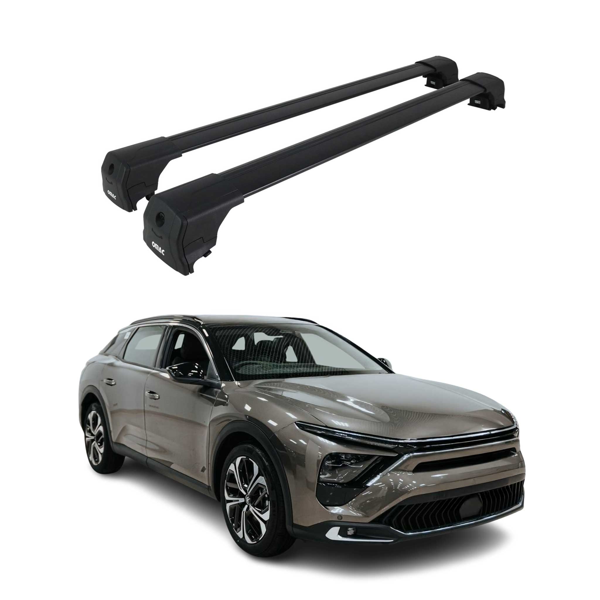Barres de toit transversales pour Citroen C5 X 2022-2026 Aluminium Noir 2 Pcs
