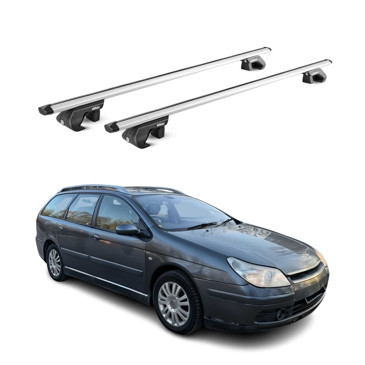 Barres de toit transversales pour Citroen C5 I II Break 2001-17 Alu Gris 2x ABE