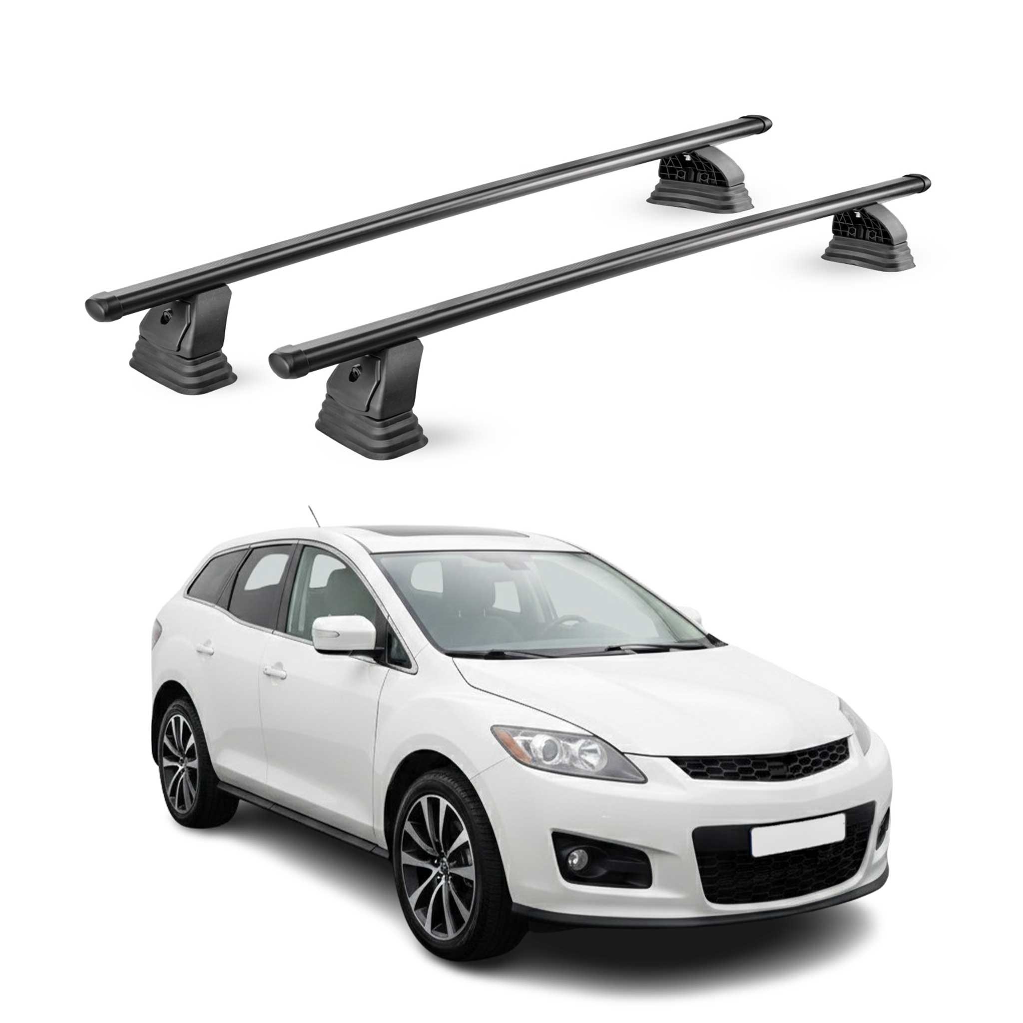 Barres de toit transversales acier pour Mazda CX-7 2006-2012 TÜV 75 kg Noir 2Pcs