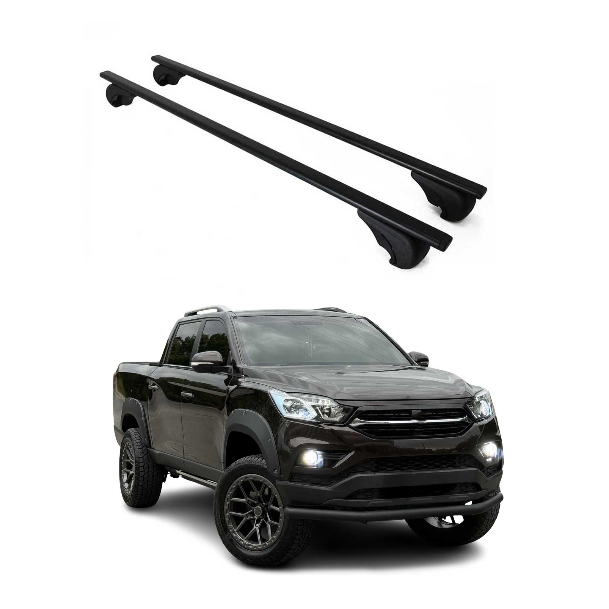 Barres de toit Transversales pour Ssangyong Grand Musso 2018-2026 Fer Noir
