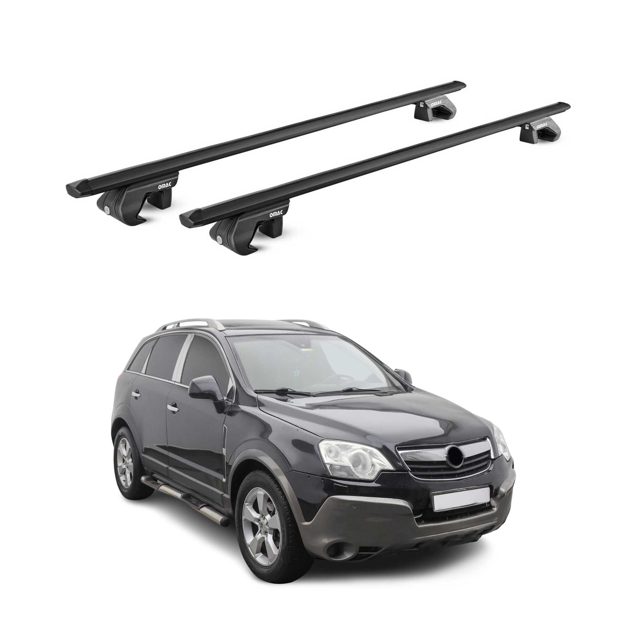 Barres de toit transversales pour Opel Antara 2006-2015 Aluminium Noir 2x ABE