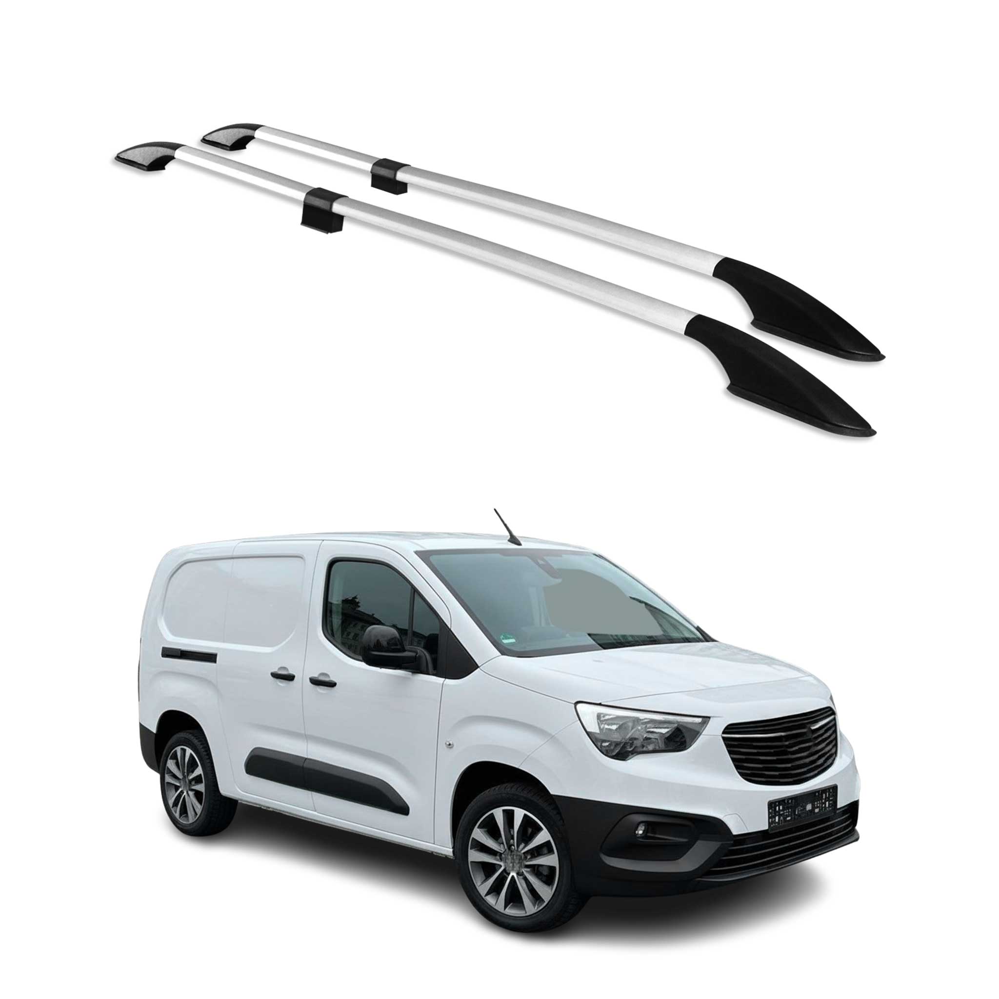 Barres de toit longitudinales pour Opel Combo E 2019-2026 L2 Aluminium Gris