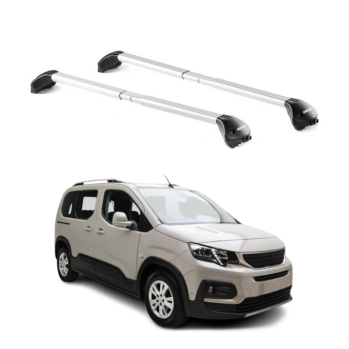 Barres de toit pour Peugeot Partner II III Rifter 2008-2026 3-5P Gris 2x ABE