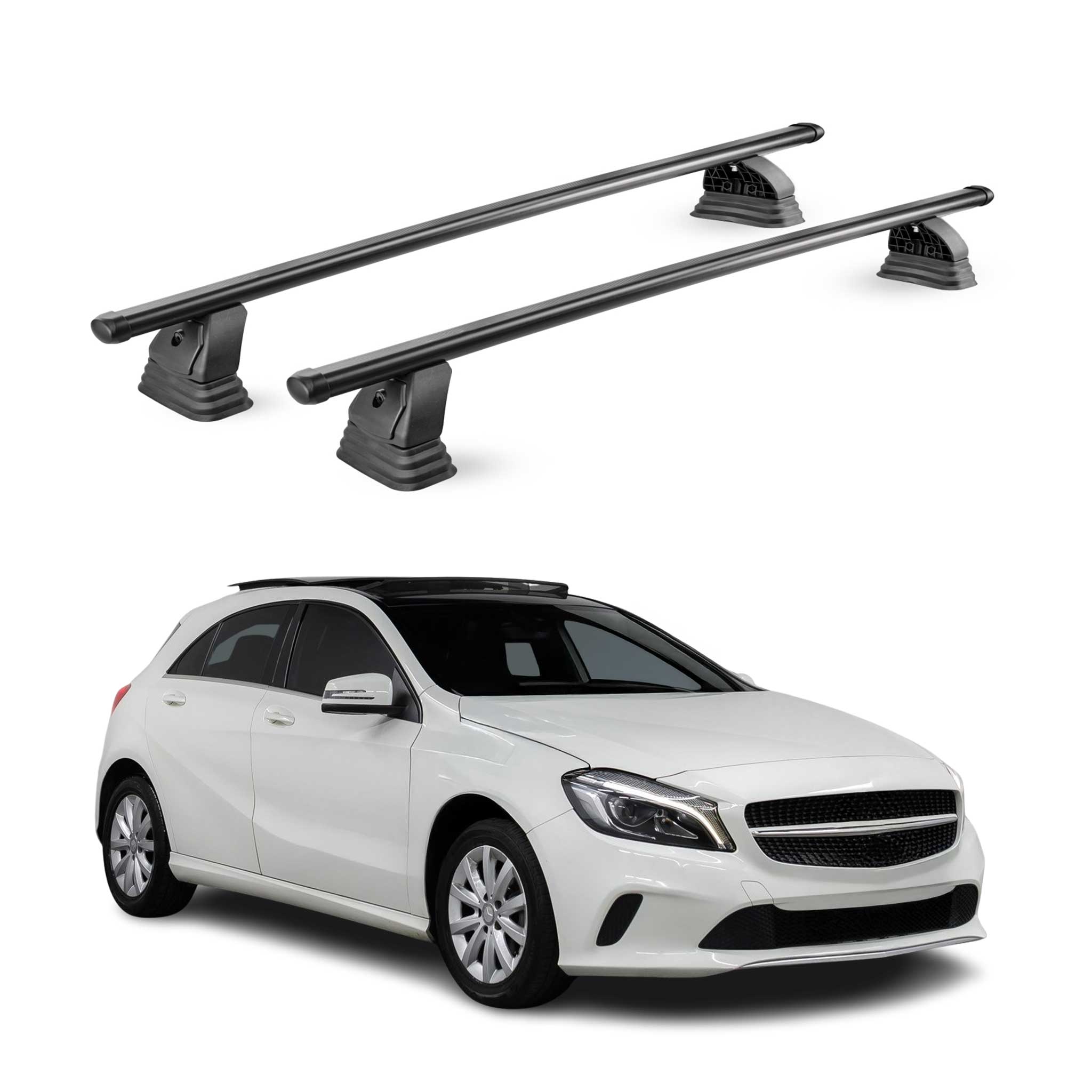 Barres de toit transversales acier pour Mercedes Classe A W176 2012-2018 Noir 2x