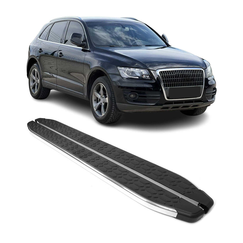 Marchepieds latéraux pour Audi Q5 8RB 2008-2017 inox Brillant Argent Noir 2Pcs