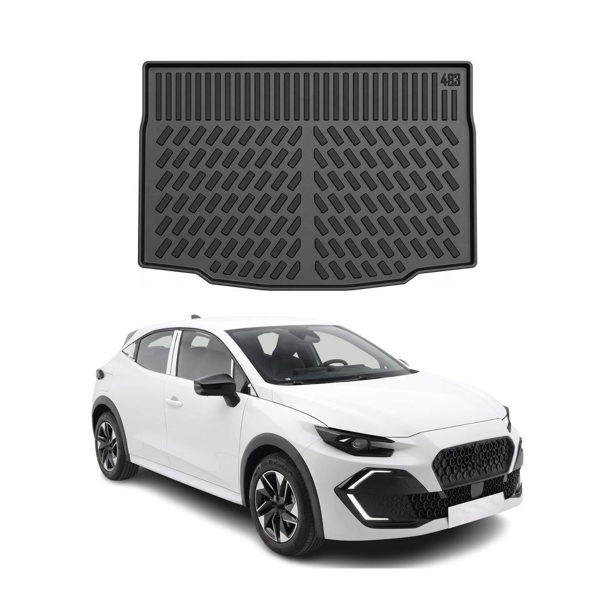 Tapis de coffre pour Renault Clio 6 E-Tech HEV 2025-2027 Noir 3D en TPE