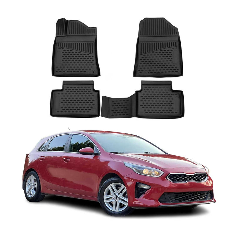 OMAC Tapis de sol pour Kia Ceed 2018-2025 sur mesure en caoutchouc Noir