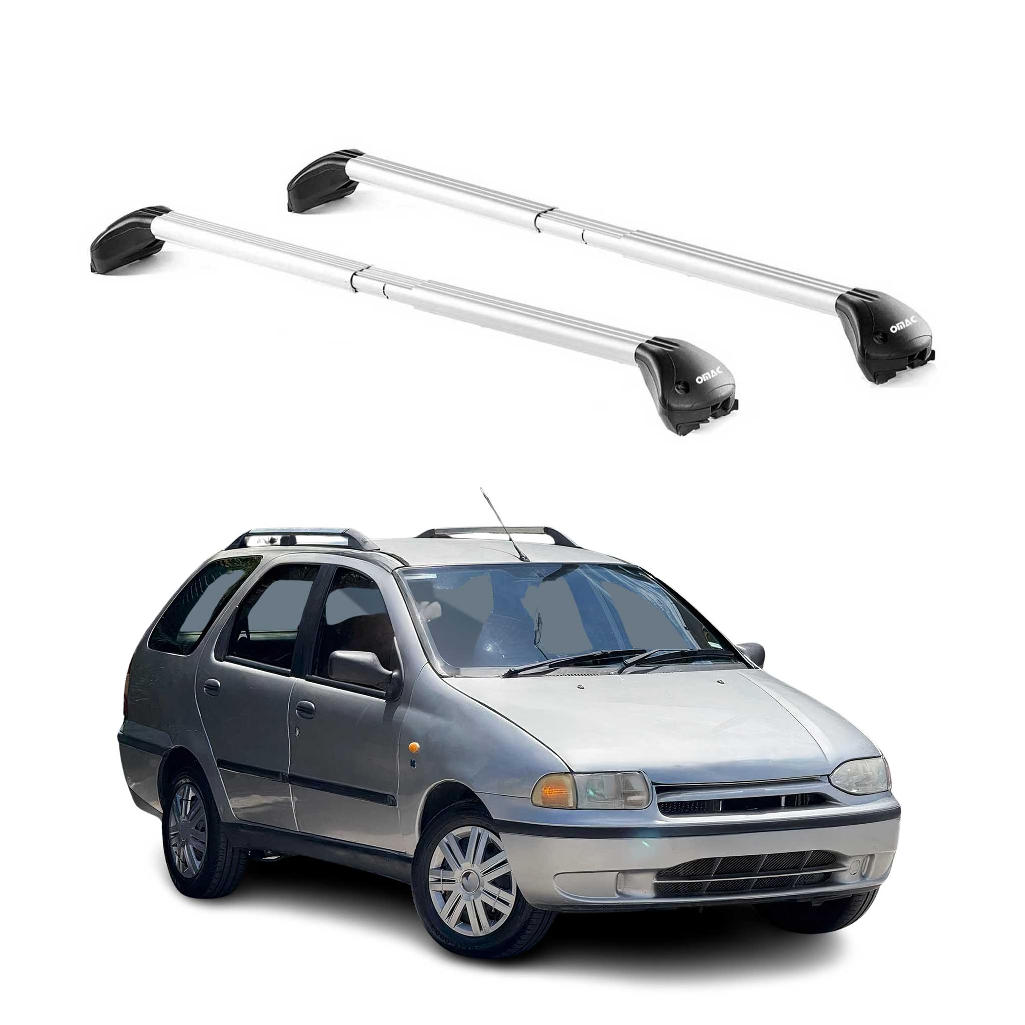 Barres de toit pour Fiat Palio WeekEnd 1996-2007 Gris Argenté 2 pièces ABE