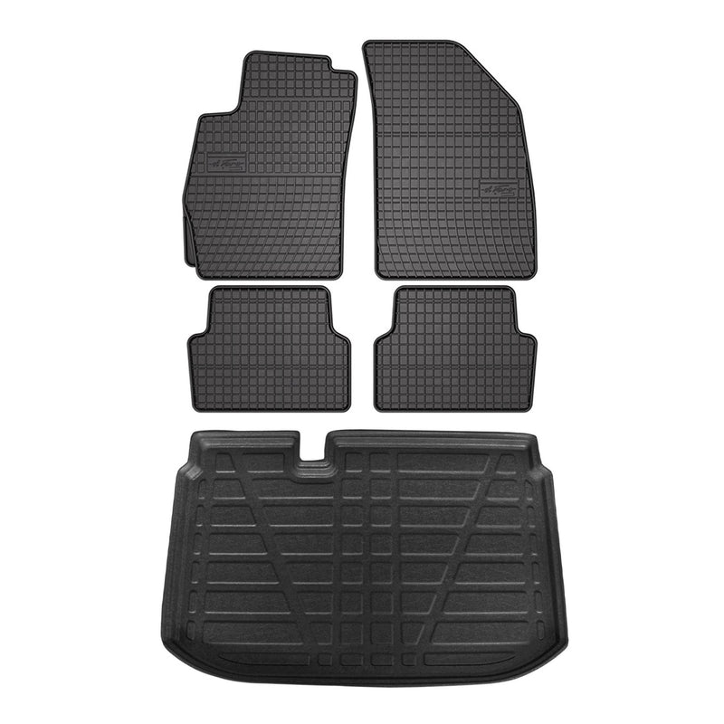 Kit Tapis de sol et coffre pour Chevrolet Aveo 2011-2015 HB TPE Noir