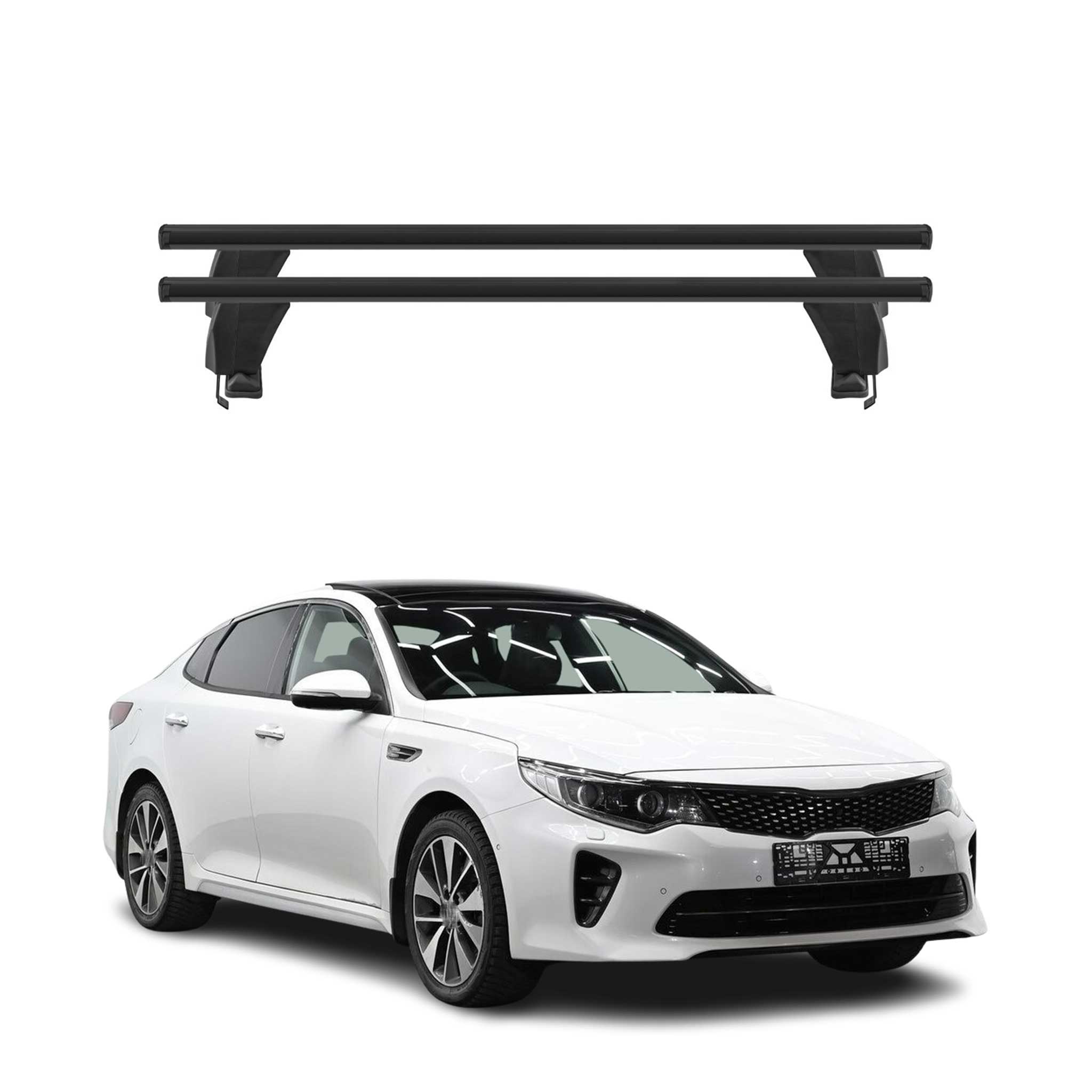 Menabo Barres de toit Transversales pour Kia Optima 2015-2020 Noir ABE 2x