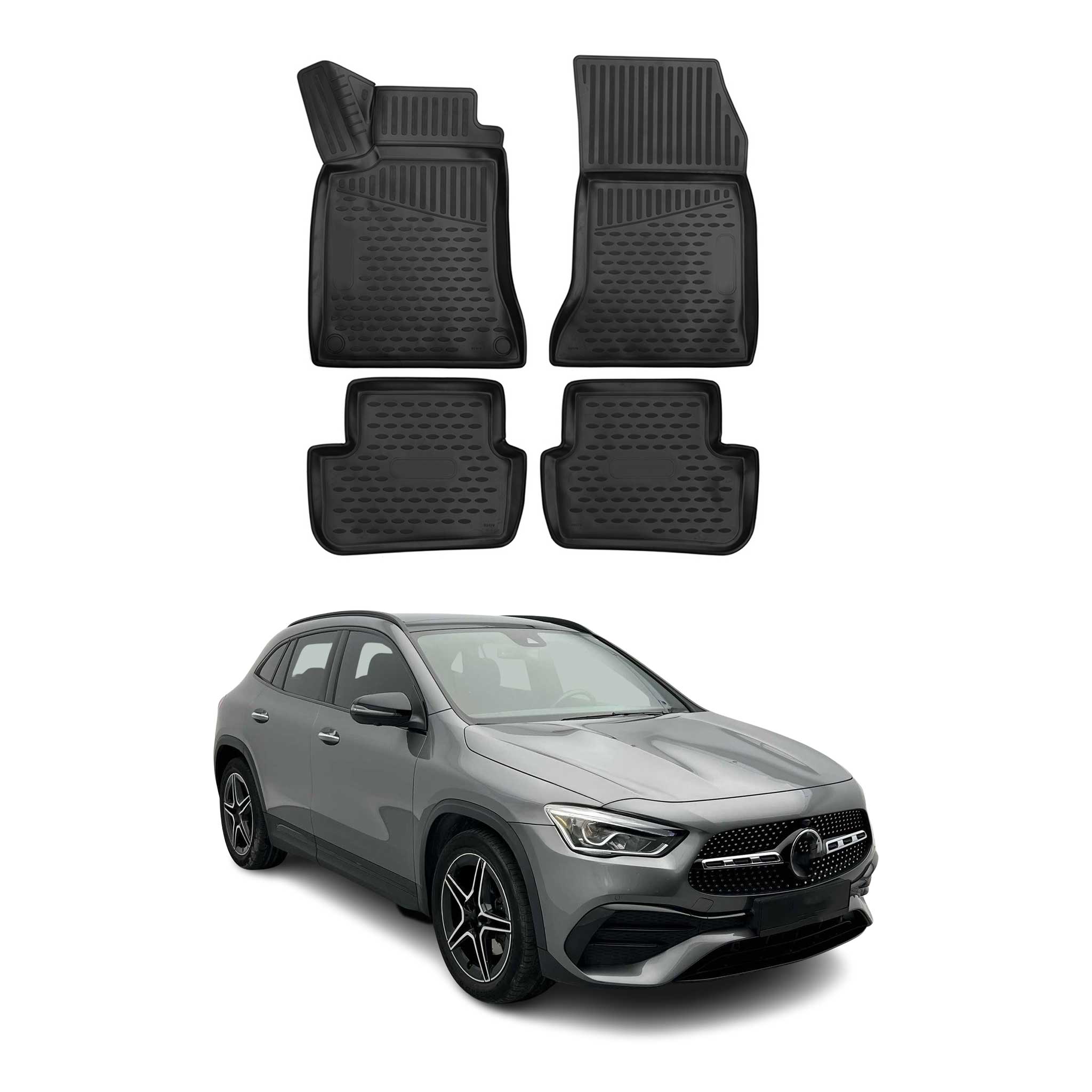 OMAC Tapis de sol pour Mercedes GLA X156 2014-2020 sur mesure en caoutchouc Noir