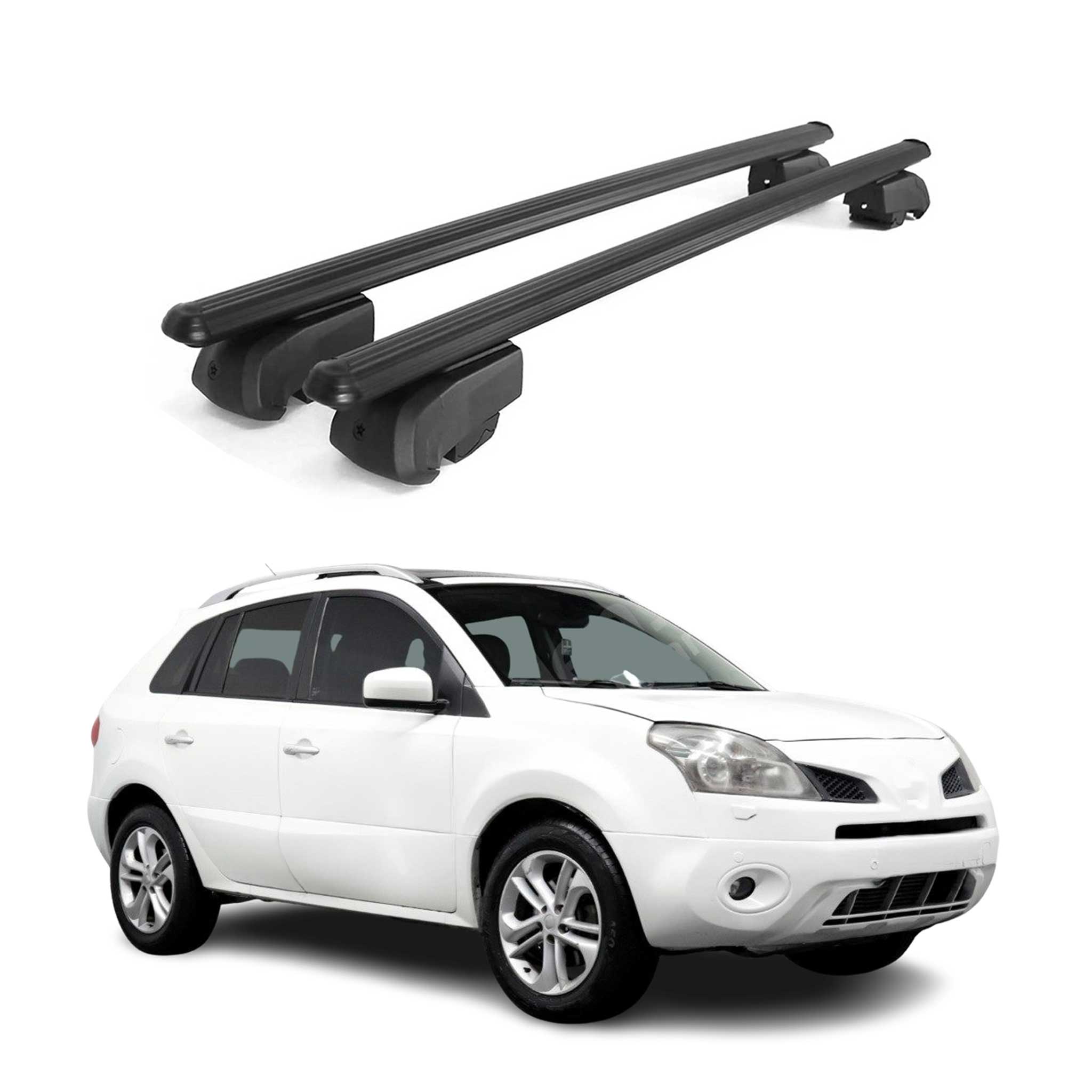 Barres de toit Transversales pour Renault Koleos I 2011-2015 Facelift Alu Noir