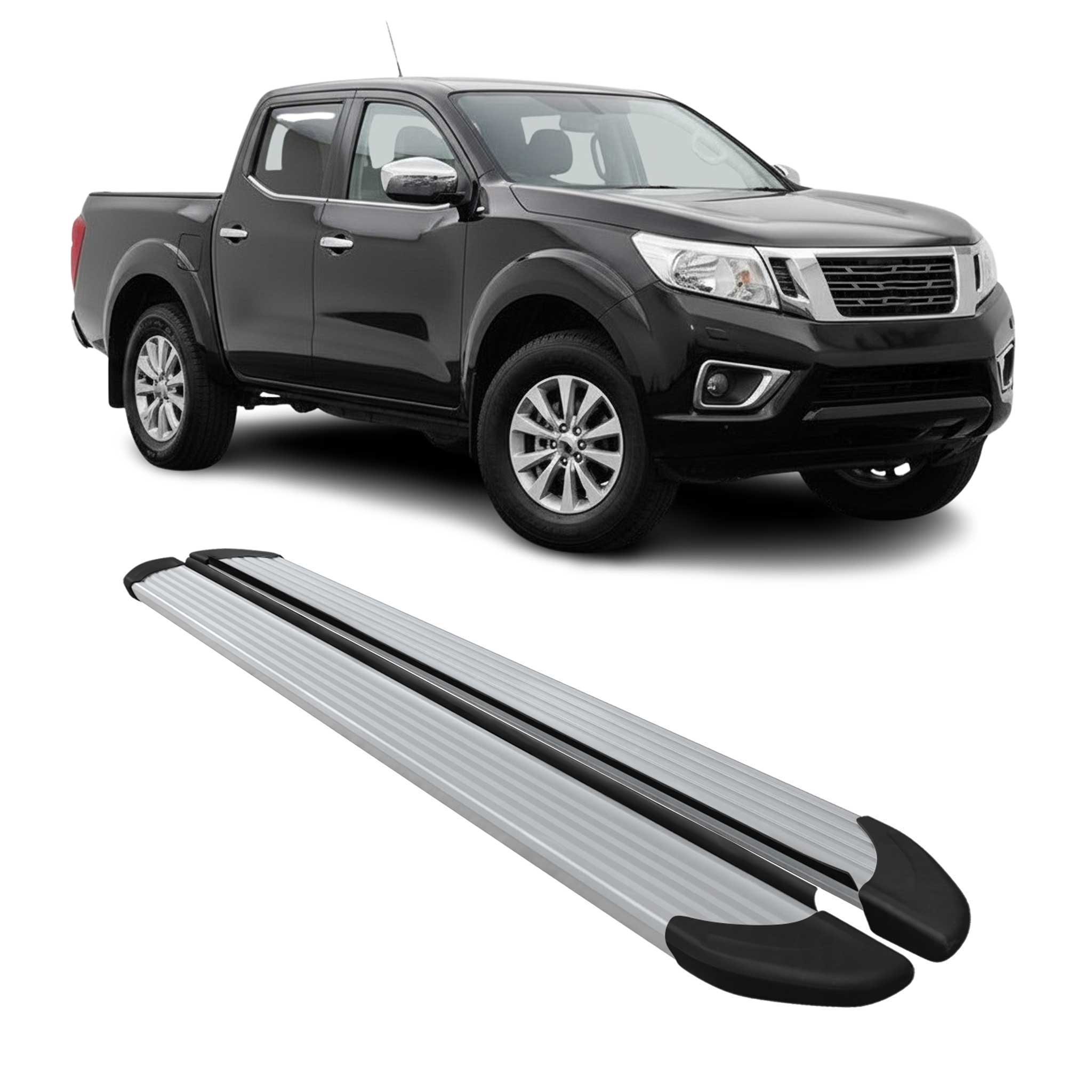 Marchepieds Latéraux pour Nissan Navara D23 Double Cab 2015-2023 Alu Argent 2Pcs