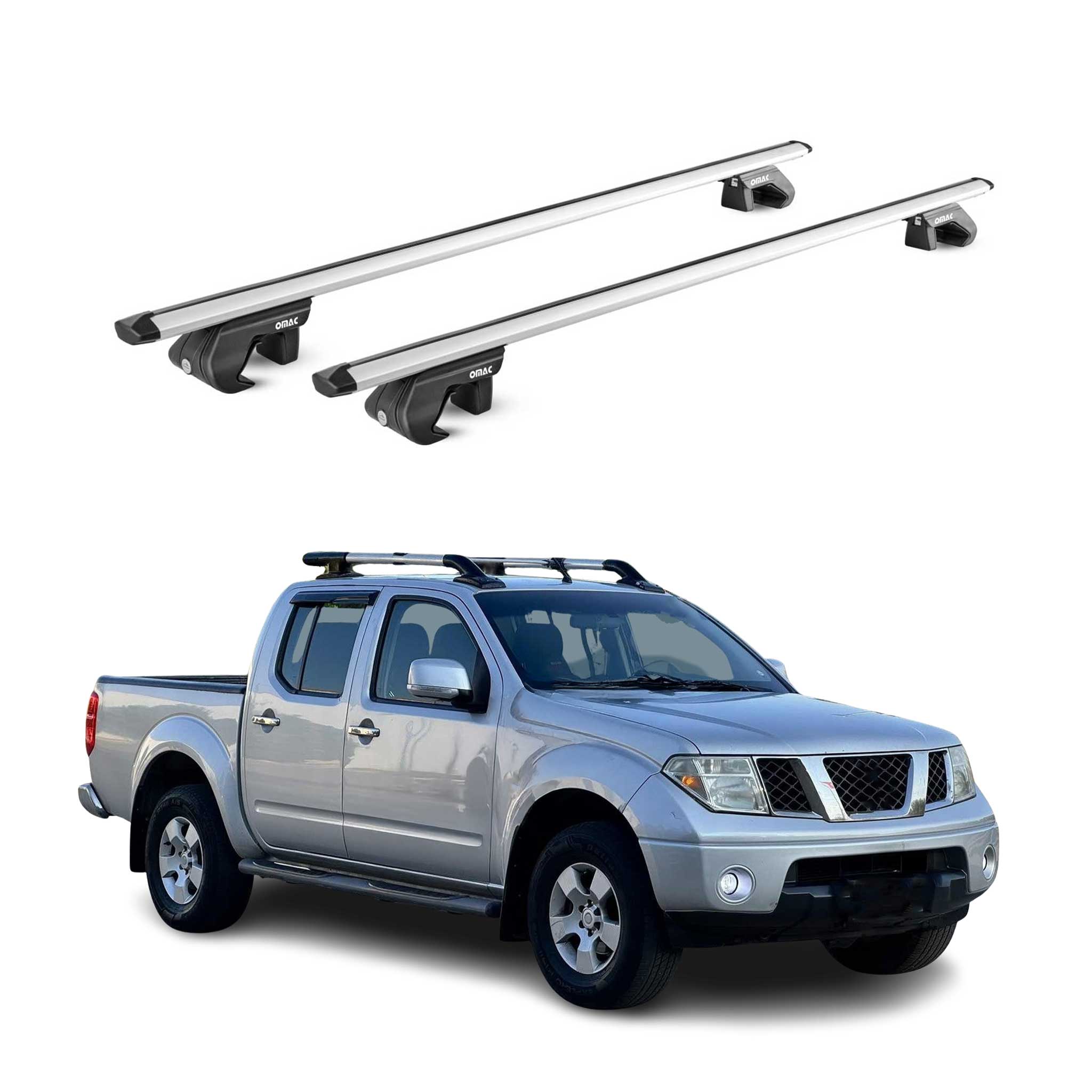 Barres de toit transversales pour Nissan Navara D40 2004-2015 4P Alu Gris 2x ABE