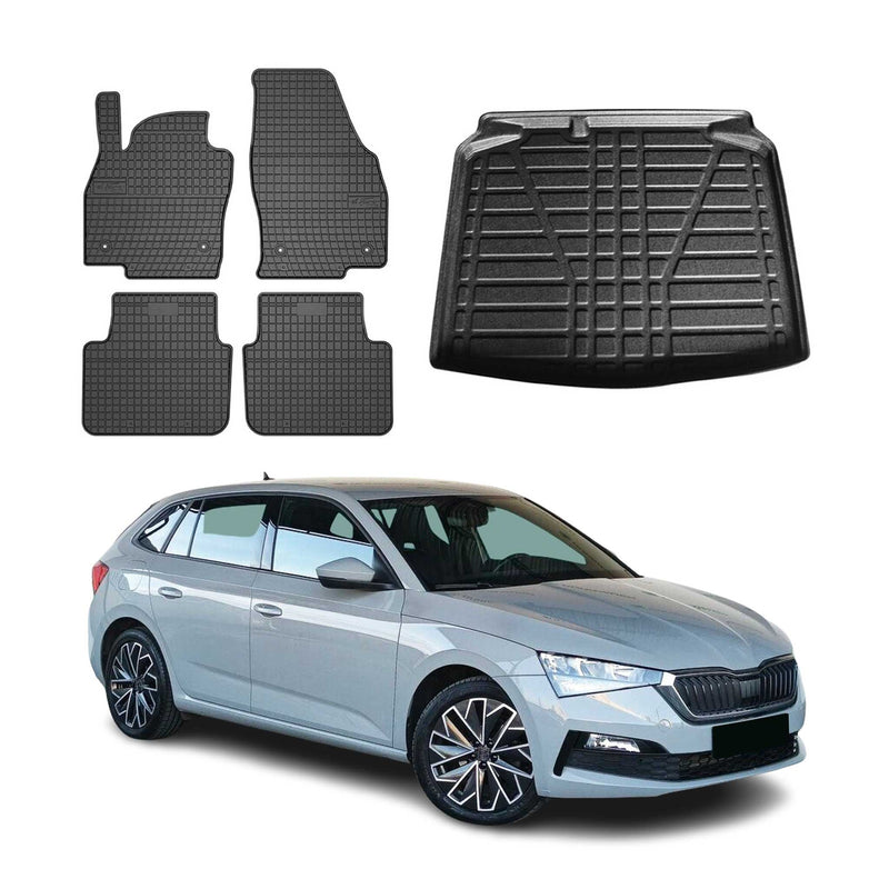 Kit Tapis de sol et coffre pour Skoda Scala 2019-2024 TPE Noir