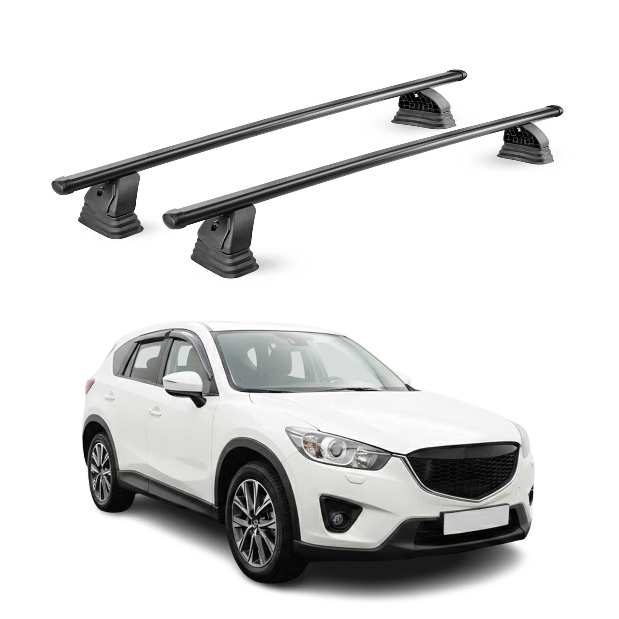 Barres de toit transversales acier pour Mazda CX-5 I 2013-2016 TÜV 75 kg Noir 2x